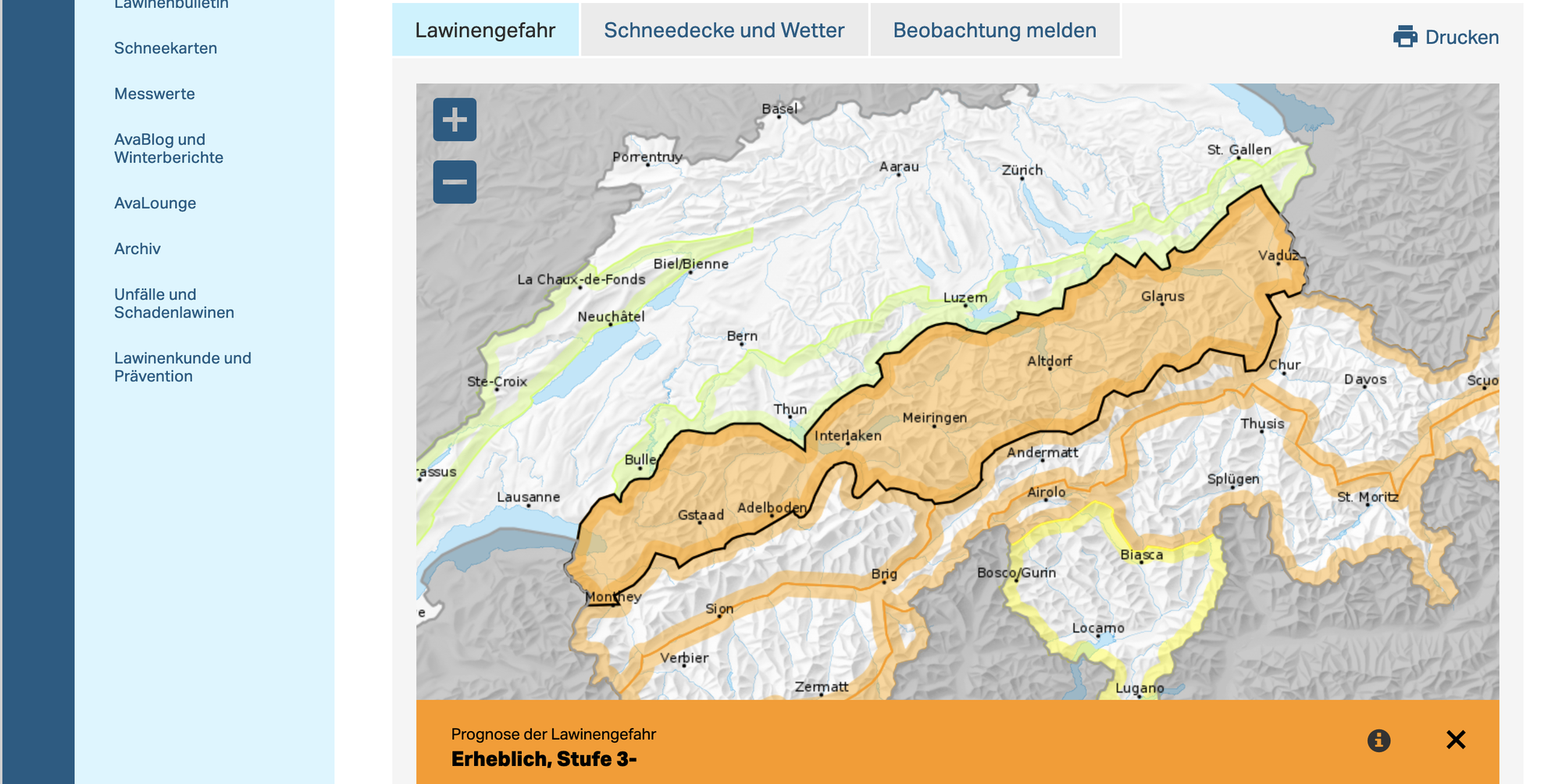 Neue Zwischenstufen der Lawinen-Gefahrenstufen